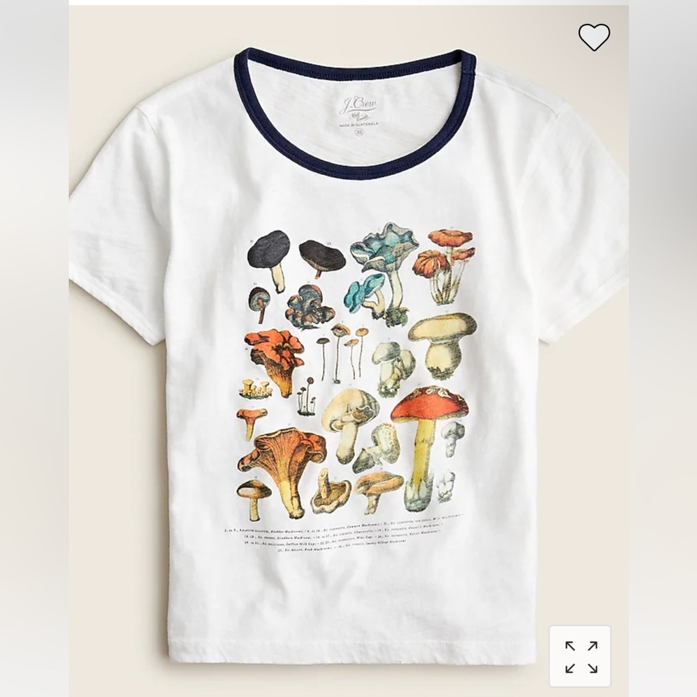 J. Crew Mushroom Chart Cropped Tee - Size Large.